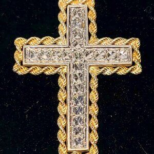 Vintage 10K & 925 Sterling Silver Spectacular Cross Pendant